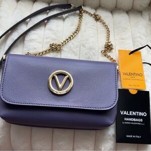 Valentino Lavender Crossbody with Gold Chain